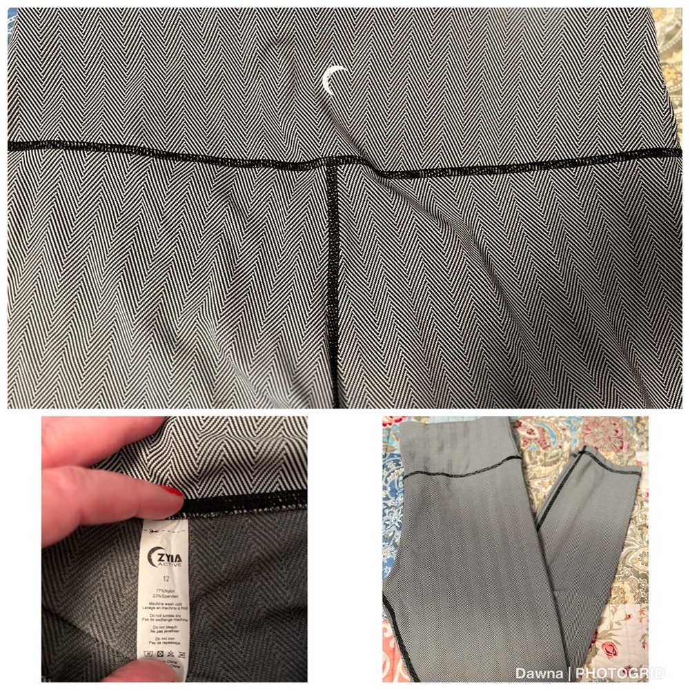Zyia Size 12 Black Herringbone Hi-rise 7/8 24" never worn